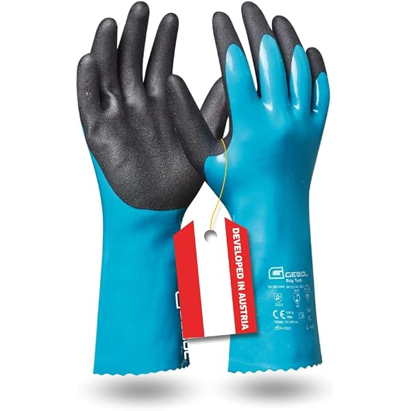 BrightGlow Arbeitshandschuhe Nitril-Handschuhe Chemie Handschuhe Grüne Chemikalienschutzhandschuhe ölbeständige Nitrilhandschuhe Säurefeste Schutzhandschuhe Chemikalien Säurefeste M=8# Fashion