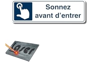 MYGOODPRICE Plaque Gravée Autocollante 13X4 cm Sonnez avant D'Entrer Fond Blanc/Bleu