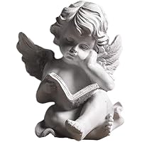 Cherubino Con Ali In Resina Effetto Marmo - Figura Angelica In Borsetta 6x6 Cm - Oggetto Da Collezione