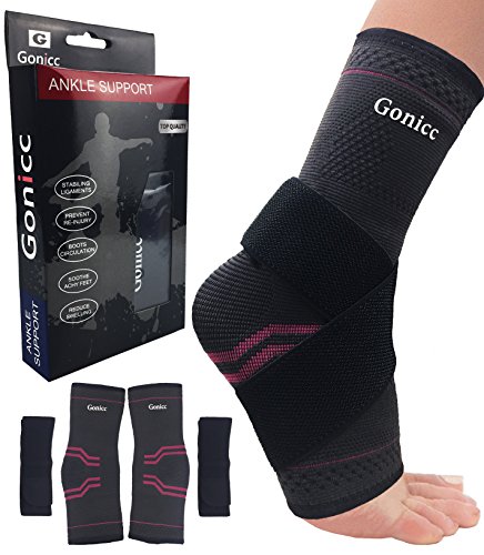 Gonicc Professional Foot Sleeve Pair(2 Pcs) with Compression Wrap Support(Small, Red), Breathable, Stabiling Ligaments, Prevent Re-injury, Boots Circulation, Soothe Achy Feet, Reduce Swelling