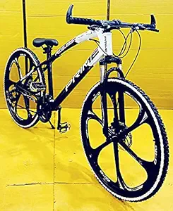 Jag Prime Cycle with 26x4 Inch Alloy Wheel and Stylish Cycle Mountain Bike/Cycle 21 Gears 26 Inch High Steel Frame Bicycle with 24 27 Speed Gear and Double Disc Brake- Black, White