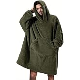 Wellsoft Hooded Wearable TV Blanket Unisex Over Size - Haki Haki