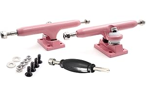 SPITBOARDS 32 mm Fingerboard Pro Trucks, avec Real Lock-Nuts, Single Axis, Hard Kingpins, Uréthane Rubber Ring Bushings, Baseplate Solide, Hangers optimisés, Largeur 32mm (Rose)