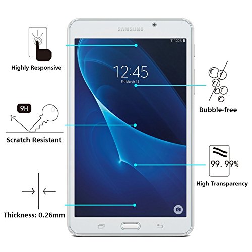 OMOTON Panzerglas Schutzfolie für Samsung Galaxy Tab A 7.0 mit [9H Härte] [Crystal Clear] [kratzresistent] [Bläschenfrei für Installation] - 7