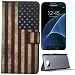 Produktbild Semoss 2 in 1 Zubehör Set Retro USA American Flagge Handyhülle Leder Schutzhülle für Samsung Galaxy S7 Edge PU Wallet Leder Lederhülle Gliter Ledertasche Magnetverschluss Magnetic Bookstyle Multi-Function Protektiv Tasche Hülle Schutz Etui Schale Schutzhüllen mit Displayschutzfolie