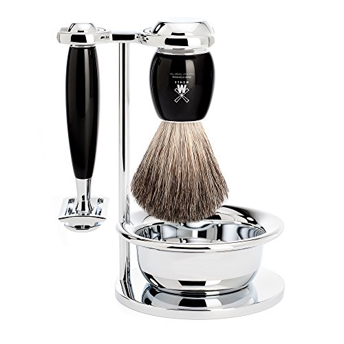 MÜHLE Vivo 4 Piece Shaving Set with Bowl - Black Resin