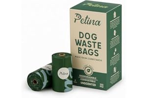 Petina 100% Compostable Dog poo bags - Planet Friendly, Biodegradable, Plant Based Dog Poop Bags Rolls - Eco-Friendly Poo Bags for a Sustainable Future (120 bags/8 Rolls)