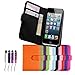 LOUD-THINKERS® Apple Iphone 5 5g PU Leather Case Cover Wallet Flip Case With Free Screen Protector and Stylus Pen (Book Wallet, Plain Purple)