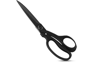KUONIIY Forbici per Tessuto, Forbici da Sartoria Professionali, Lama Ultra-Affilata con Rivestimento in Titanio e Impugnatura Confortevole, Adatte per l'Uso su Tessuto, Artigianato, 23 Cm, Nero