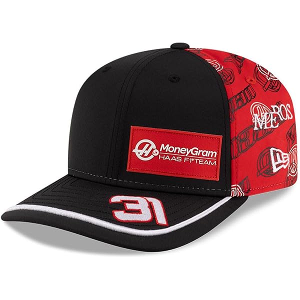 Casquette New Era Haas F1 Team 2025 - Esteban Ocon, Réglable, Noir/rouge, Taille Unique