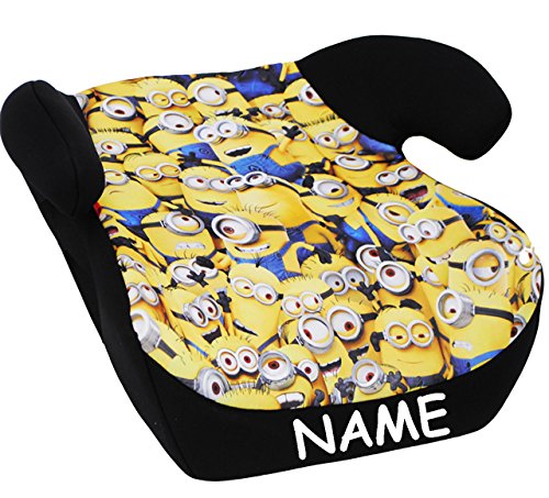 Preisvergleich Produktbild Kindersitzerhöhung / Sitzerhöhung - " Minions - Ich einfach unverbesserlich " - incl. Name - 15 - 36 kg / 3 bis 12 Jahre - für das Auto / Norm geprüft ECE R44 - mit Gurtführung - Autositz / Kindersitz - Gruppe II-III - Sitzerhöher - für Mädchen & Jungen - Minion / Mark Dave Stuart Bob Kevin - Despicable Me - Kinder - Autokindersitz / Autositzerhöhung