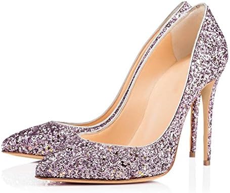 SYY Womens Pumps Purple Glitter Sexy Sweet High Heel Hump Paty Shoes , purple , 42