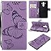 Produktbild Huawei Mate 10 Pro Hülle, Conber Lederhülle Handyhülle mit [Kostenlose Schutzfolie], PU Tasche Leder Flip Case Cover Emboss 3D Schmetterling Schutzhülle für Huawei Mate 10 Pro - Lila
