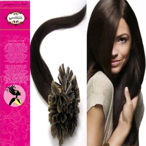 Straight 18'' 20'' 22'' Pre Bonded Tipped Hair Nail Tip U-tip 100% of Real Remy Human Hair Extensions 100S 17 Colors Beauty Popular Style (18inch 50g for 100s one pake, 02 dark brown)
