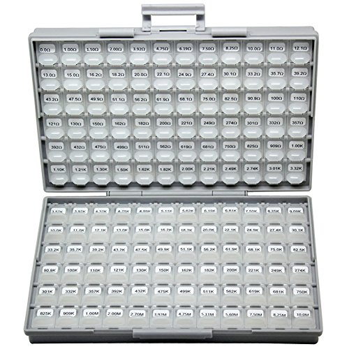AideTekSMD SMT 0805 Size, 144 Values, 100pc/value 1% Sample Resistor Kit Distributed in Box-All Enclosure E96 Serial 0ohm to 1mohm Designer Kit R08E24100
