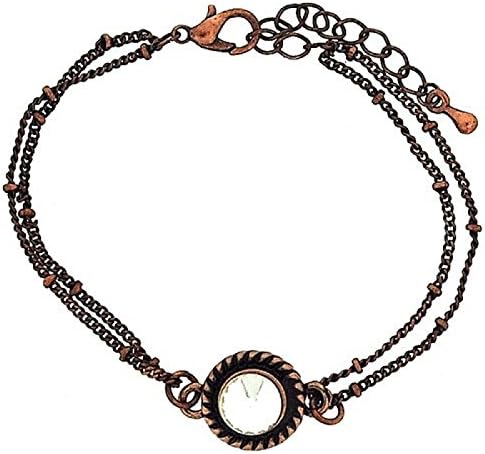 Mixology Rhinestone Set Charm Coppertone Double Chain Extendable Bracelet
