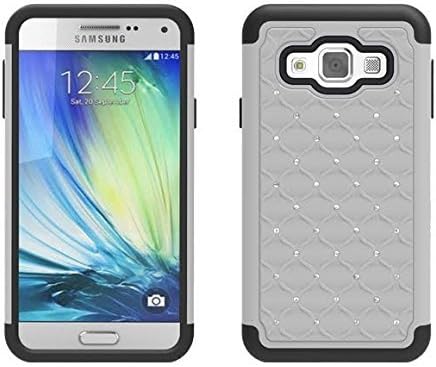 Samsung Galaxy A3 2015 (A300) Two-Piece Shock Proof Defender Case + LCD Screen Protector (WHITE Diamante Shock)