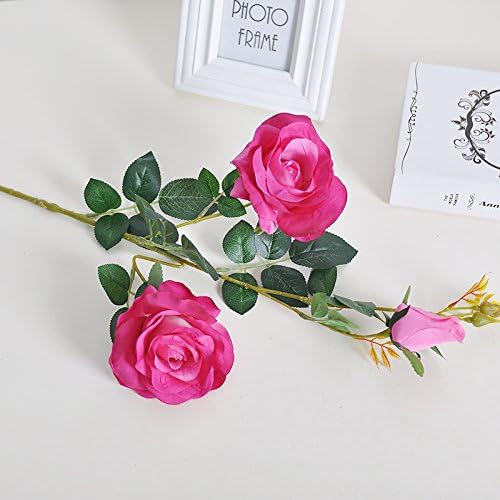 ZHUDJ 3 Head Roses Artificial Flowers Silk Flowers Flower Boutonniere Living Room Dining Table Bedroom Floor-To-Ceiling, Early Flowers In Arabic Rose By Red