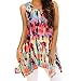 Price comparison product image Ansenesna Blouses Irregular Printing Sleeveless Blouse Loose T-Shirt (2XL, Multicolor)