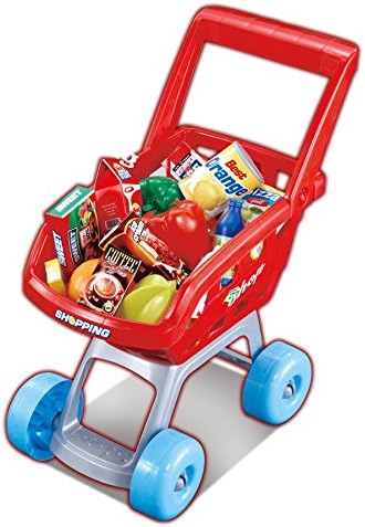Childrens Kids Pretend Play Supermarket Food Grocery Shopping Trolley Set