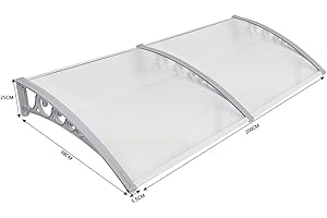 YIFAA Pensilina Modulabile Tettoia, Tenda Porta (100X200cm), Policarbonato, Bianco