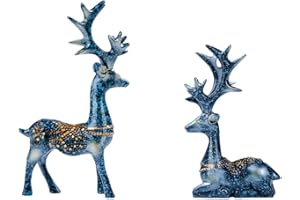 Amosfun 1 Pair of Christmas Reindeer Figurine Resin Deer Sculpture Reindeer Statue Reindeer Family Craft for Home Office Decor Statues Ornament Christmas Party Supplies