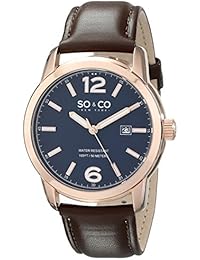 SO & CO New York 5011L.2 - Reloj cuarzo hombre correa de piel marrón oscuro