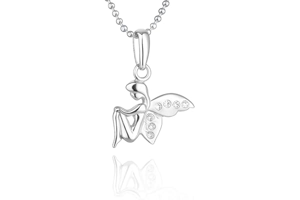 Fish Chaine en argent 925 avec pendentif ange serti de cristaux Swarovski pour enfants