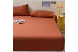 Michorinee Drap Housse en Microfibre 160x200 Terracotta - Bonnets 30 cm pour Matelas Épais - Housse de Matelas Respirant avec Une Rebord Élastique