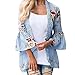 Produktbild MRULIC Damen Florale Kimono Cardigan Boho Chiffon Sommerkleid Beach Cover up Leicht Tuch für die Sommermonate am Strand Oder See (M, Blau)