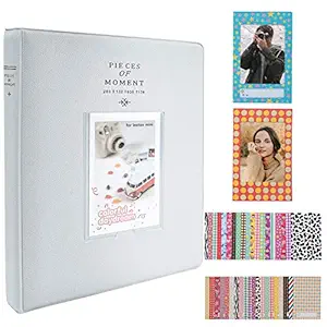 HANTAJANSS 128 Pockets Mini Photo Album Polaroid Album - Fits for Fujifilm Instax Mini 70 7s 8 9 25 90, Kodak Mini 3-inch Film/Lomo Card/Name Card (Smokey White)