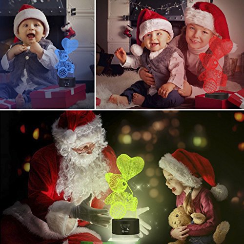 Ballon tragen 3D Optische Illusions-Lampen, FZAI Tolle 7 Farbwechsel Acryl berühren Tabelle Schreibtisch-Nachtlicht mit 150 cm USB-Kabel für Kinder Schlafzimmer Weihnachten Geburtstagsgeschenke - 8