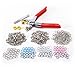Produktbild 100 Set Druckknopf Druckknöpfe Open Ring SILBER/BLAU/PINK/WEISS & Zange Werkzeug DIY Basteln