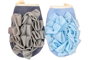 JCHENYE 2 x Esponja de Baño 2 en 1 Esponja de Baño Exfoliante Esponja de Masaje Unisex Gris + Azul
