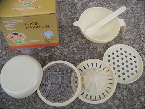 Dealglad® 6 In 1 Baby Food Making Set Spoon Filter Masher Juicer Squeeze Grinder Smash Bowl