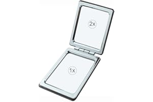 MTHGH Miroir compact avec grossissement 1x/2x, miroir de poche, pliable, miroir de maquillage pour portefeuille, petit