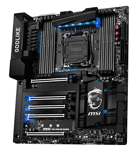 MSI X99A GODLIKE Gaming Carbon - Placa Base Entusiasta (Chipset Intel X99, Mystic Light, DDR4 Boost, Steel Armor, Killer Double Shot-X3 Pro, Audio Boost 3 Pro, Game Boost, Military Class IV)