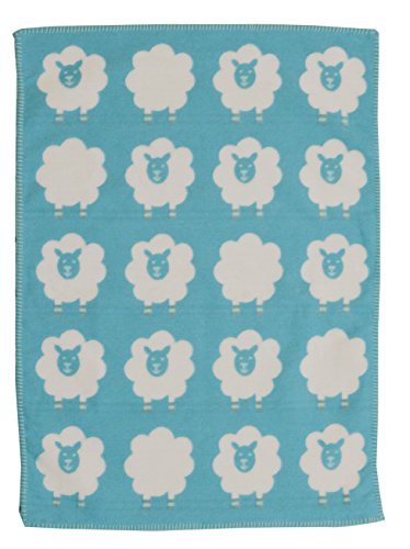 David Fussenegger: Baby blanket Finn, blue, sheep, 65cmx90cm
