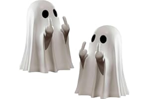 Qylazune 2 Pcs Halloween Middle Finger Ghost Ghost Decorations Spooky Funny Table Ornament for Prank Party, Unique Haunted House Decor, Eye Catching Gift for Teens and Adults Halloween Humor Prop