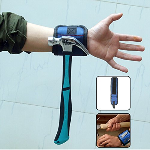 Latinaric Blau 39×5 cm Nylon Abeiter Atmungsaktiv Magnetarmband für Schrauben Nägel Bolzen - 9