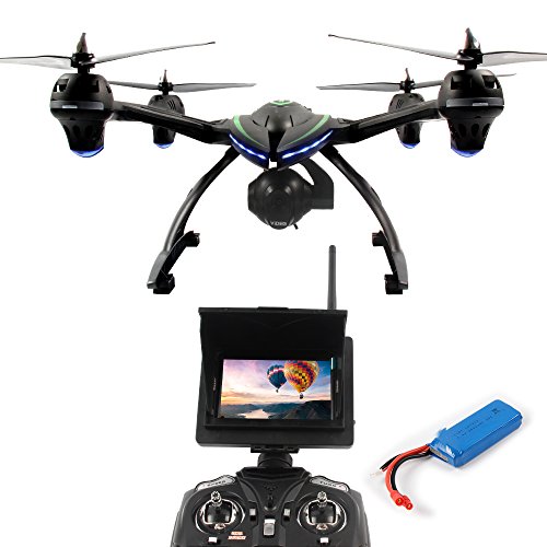 Dazhong Quadcopter Drone with 5.8 GHz Real-time FPV Transmission Monitor One-Key-return Headless 2.4G 4Ch 6-Axis RC Quadcopter + Extra Battery