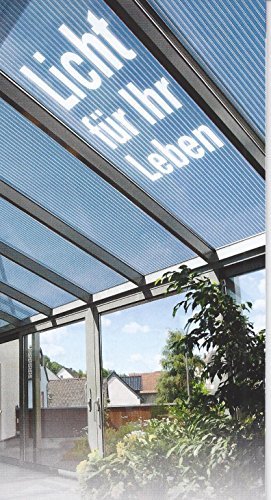 Preisvergleich Produktbild Polycarbonat Hohlkammerplatten 16 mm - Zweifachsteg - Breite: 980 mm - Mindestbestellwert Euro 100,00 (Warenwert) transparent (opal-weiß) UV - beständig, Lichtdurchlässigkeit 72% - Fachwerk - Kammerabstand 12,4 mm, U - Wert 2,4 - Herstellergarantie: 10 Jahre auf Lichtbeständigkeit und Hagelschlag bis 20 mm Körnung - Sie erreichen uns auch an Wochenenden u. Feiertagen: 02153 911668 - email: bb-kunststoffe@t-online.de