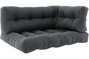 ‎VICCO Vicco Palettenkissen Set Flocken, Outdoor Kissen, Anthrazit, 120 x 80 cm 3 Teile