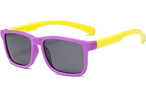 LHSDMOAT Occhiali da sole polarizzati per bambini, occhiali da sole UV400 con montatura in gomma flessibile colorata per ragazzi e ragazze dai 3 agli 8 anni