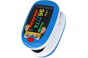 DUPELEC Children Fingertip Pulse Oximeter, Blood Oxygen Saturation Monitor for Child Kids, Portable Rechargeable Oxygen Monitor, 4 Direction Rotation Display (Blue)