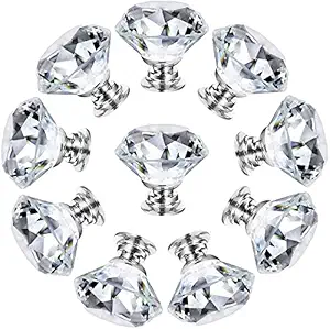 NewYouth Cabinet Knobs Drawer Handle Pull Crystal Glass Diamond Cabinet Knobs Dresser Handle - Dresser Pulls for Dresser Drawers and Kitchen, Bathroom Cabinet, Office 10 Pack (30mm-Transparent)