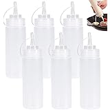 Bottiglie Condimento, 6 Pezzi 8oz Squeeze Bottle per Spremere Salsa, in Plastica, Flacone Dosatore con Tappi, a Prova di Perd