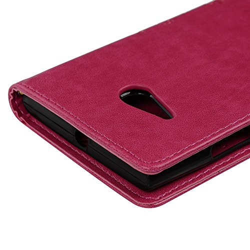 Nokia 730 Hülle Badalink Nokia 730 UltraSlim Schutzhülle Leder PU Handyhülle Rosa Rot Handytasche Wallet Case Ständer Handyhuelle Cover +Eingabestifte+Staubschutz Stecker - 6