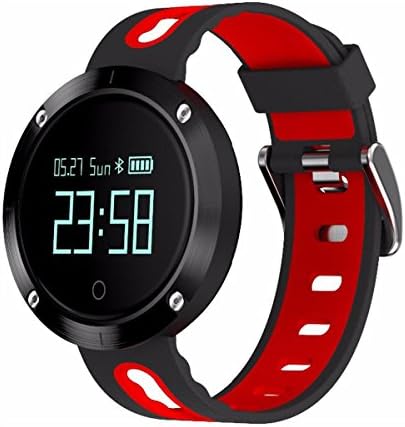 Fitness Tracker Heart Rate IP68 Waterproof Touch Screen Smart Bracelet Sport Pedometer Activity Tracker Blood Pressure Measure for iOS Android Smartphones , Red