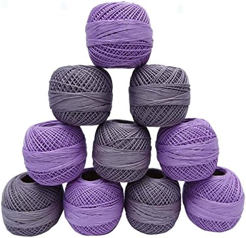 IBA Indianbeautifulart Purple 10 Pcs Cotton Crochet Mercerized Yarn Tatting Embroidery Thread Skeins